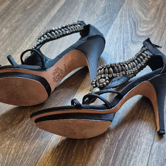 Zigi NY Black Satin Jeweled Heel, Minimally Worn, Size 10 (41EU) - Picture 2 of 7